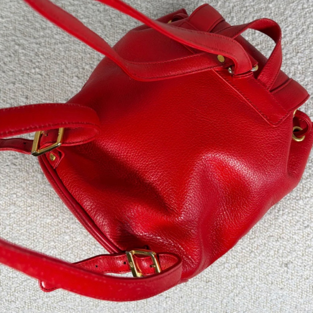 Authentic MCM Red Leather Studded Drawstring Backpack - Picture 6 of 10